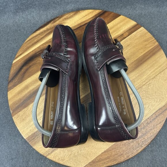 GH Bass & Co Weejuns Mens 10.5 EE Loafers Leather Tassels Burgundy Wine Shoes - Picture 8 of 15